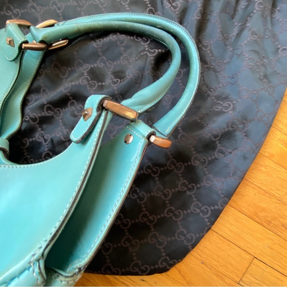 Gucci Turquoise Jackie O Large Leather Hobo Handbag - Picture 13 of 16